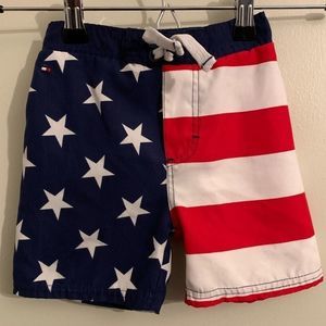 Tommy Hilfiger USA Flag Print Unlined Swim Trunks 24m